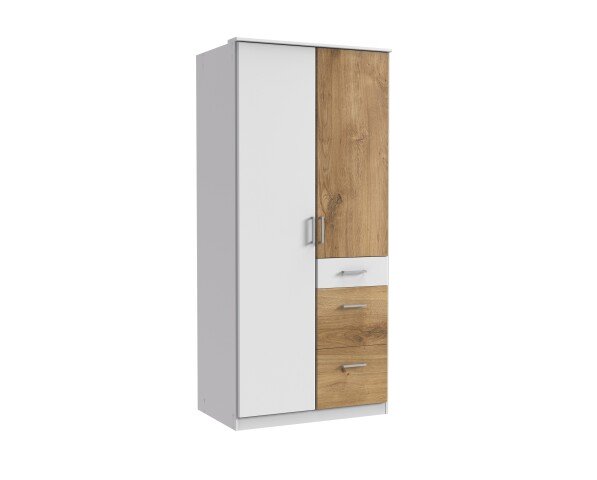 Kleiderschrank >Click< (B/H/T: 90x198x58 cm) in Weiß - 90x198x58cm (BxHxT)