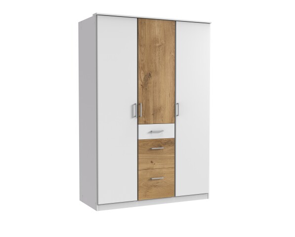 Kleiderschrank >Click< (B/H/T: 135x198x58 cm) in Weiß - 135x198x58cm (BxHxT)
