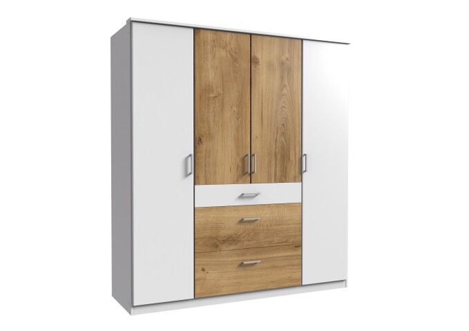 Kleiderschrank >Click< (B/H/T: 180x198x58 cm) in Weiß - 180x198x58cm (BxHxT)