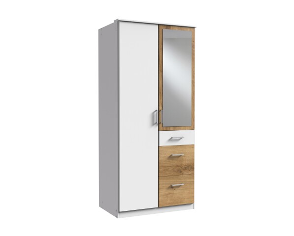 Kleiderschrank >Click< (B/H/T: 90x198x58 cm) in Weiß - 90x198x58cm (BxHxT)