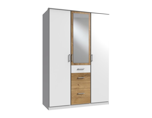 Kleiderschrank >Click< (B/H/T: 135x198x58 cm) in Weiß - 135x198x58cm (BxHxT)