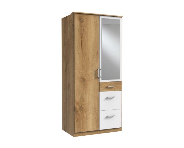 Kleiderschrank >Click< (B/H/T: 90x198x58 cm) in Plankeneiche-Nachbildung