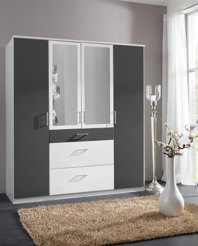 Kleiderschrank >Click< (B/H/T: 180x198x58 cm) in Weiß - 180x198x58cm (BxHxT)