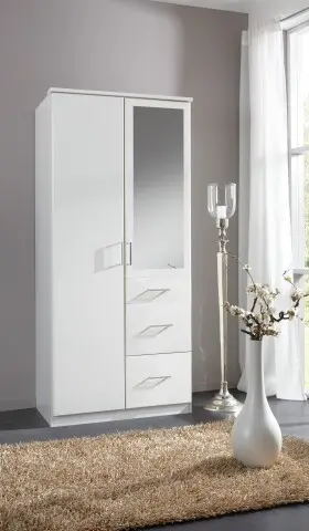 Kleiderschrank >Click< (B/H/T: 90x198x58 cm) in Weiß - 90x198x58cm (BxHxT)