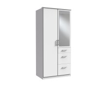 Kleiderschrank >Click< (B/H/T: 90x198x58 cm) in Weiß - 90x198x58cm (BxHxT)