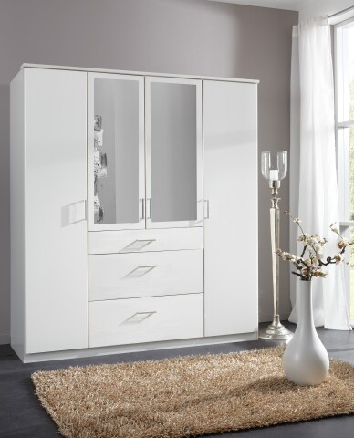 Kleiderschrank >Click< (B/H/T: 180x198x58 cm) in Weiß - 180x198x58cm (BxHxT)