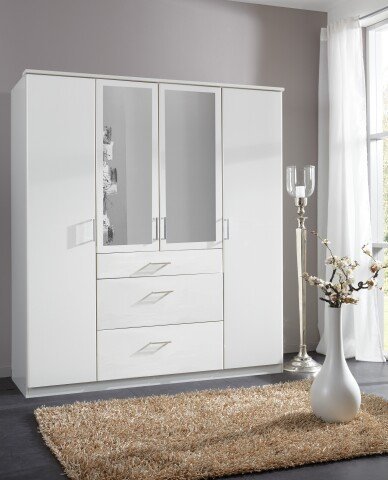 Kleiderschrank >Click< (B/H/T: 180x198x58 cm) in Weiß - 180x198x58cm (BxHxT)