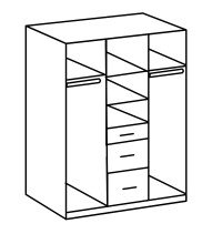 Kleiderschrank >Click< (B/H/T: 135x198x58 cm) in Weiß - 135x198x58cm (BxHxT)