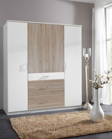 Kleiderschrank >Click< (B/H/T: 180x198x58 cm) in Weiß - 180x198x58cm (BxHxT)