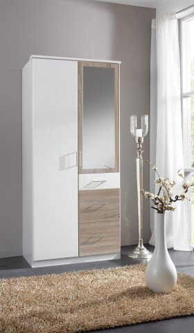 Kleiderschrank >Click< (B/H/T: 90x198x58 cm) in Weiß - 90x198x58cm (BxHxT)