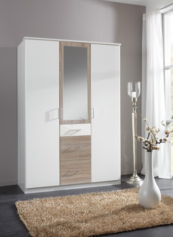 Kleiderschrank >Click< (B/H/T: 135x198x58 cm) in Weiß - 135x198x58cm (BxHxT)