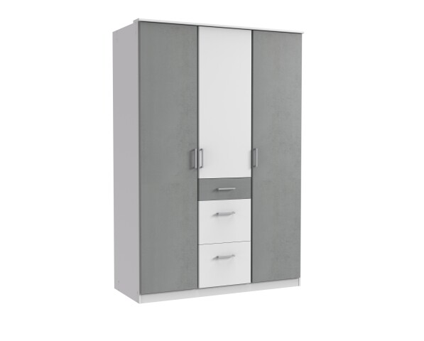 Kleiderschrank >Click< (B/H/T: 135x198x58 cm) in Weiß - 135x198x58cm (BxHxT)