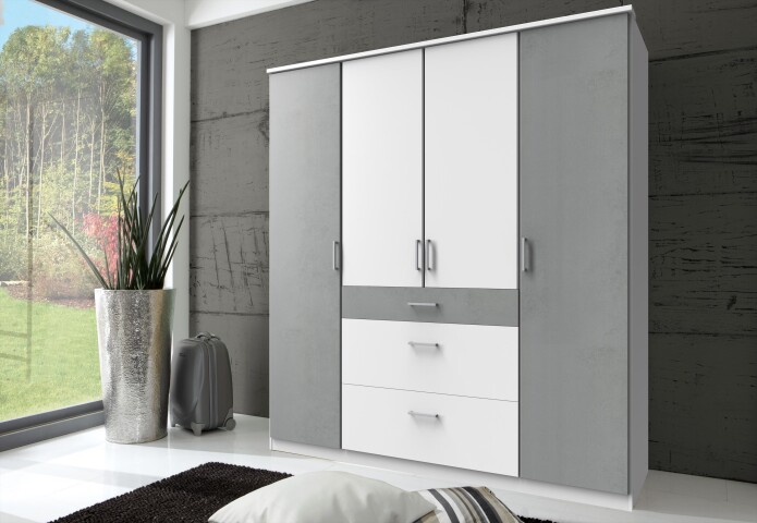 Kleiderschrank >Click< (B/H/T: 180x198x58 cm) in Weiß - 180x198x58cm (BxHxT)