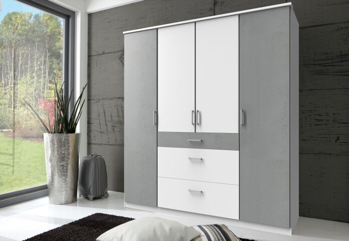 Kleiderschrank >Click< (B/H/T: 180x198x58 cm) in Weiß - 180x198x58cm (BxHxT)