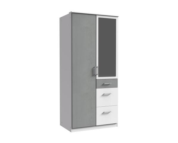 Kleiderschrank >Click< (B/H/T: 90x198x58 cm) in Weiß - 90x198x58cm (BxHxT)