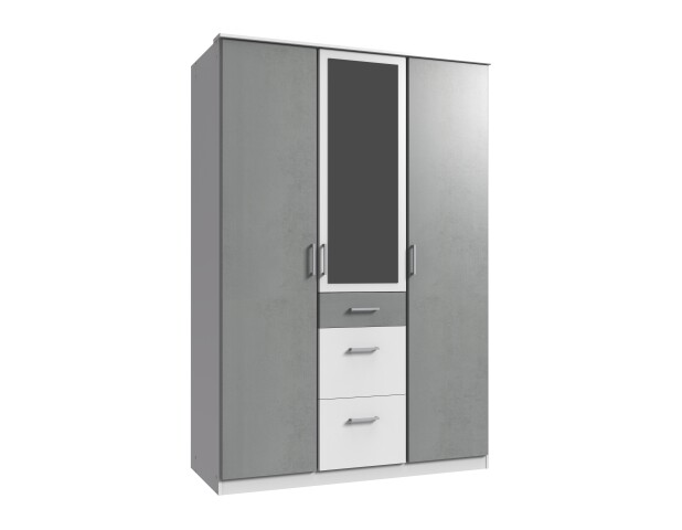 Kleiderschrank >Click< (B/H/T: 135x198x58 cm) in Weiß - 135x198x58cm (BxHxT)