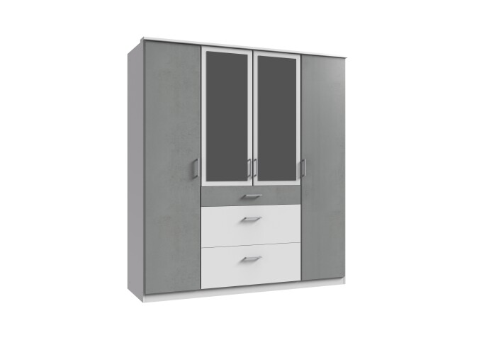Kleiderschrank >Click< (B/H/T: 180x198x58 cm) in Weiß - 180x198x58cm (BxHxT)