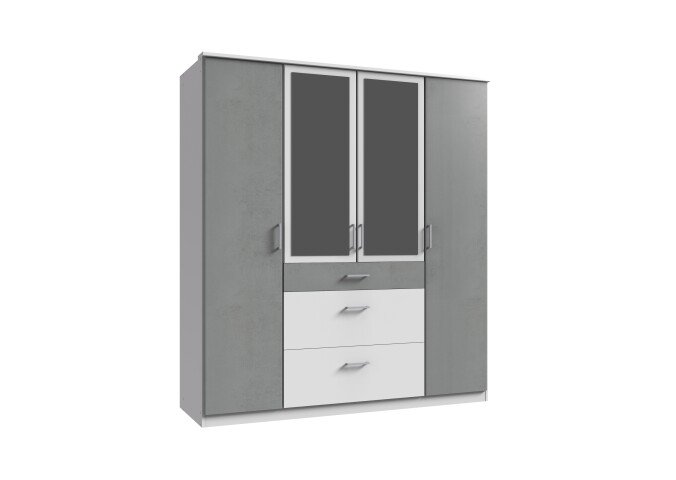 Kleiderschrank >Click< (B/H/T: 180x198x58 cm) in Weiß - 180x198x58cm (BxHxT)