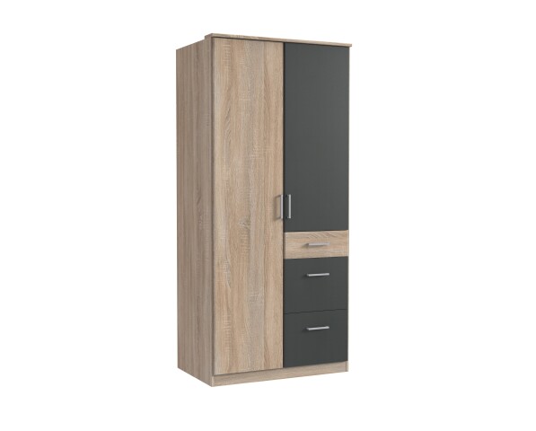 Kleiderschrank >Click< (B/H/T: 90x198x58 cm) in Eiche-Sägerau-Nachbildung