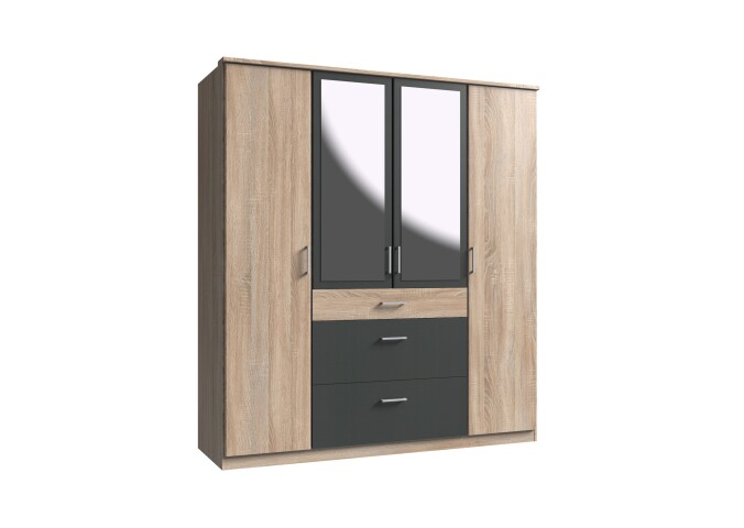 Kleiderschrank >Click< (B/H/T: 180x198x58 cm) in Eiche-Sägerau-Nachbildung