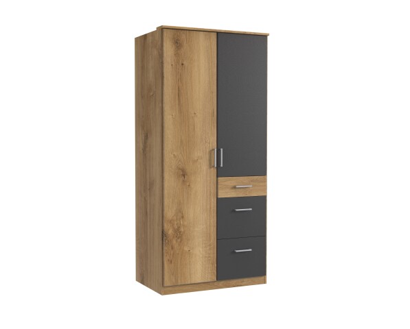 Kleiderschrank >Click< (B/H/T: 90x198x58 cm) in Plankeneiche-Nachbildung