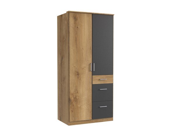 Kleiderschrank >Click< (B/H/T: 90x198x58 cm) in Plankeneiche-Nachbildung