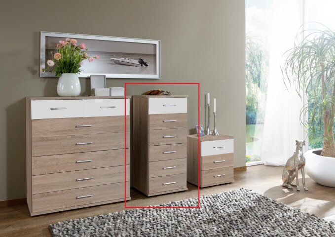 Kommode >Click< (B/H/T: 46x106x40 cm) in Eiche-Sägerau-Nachbildung
