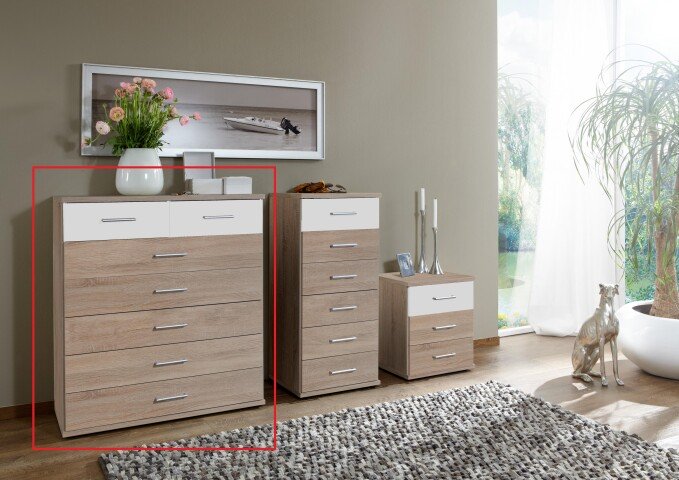 Kommode >Click< (B/H/T: 90x106x40 cm) in Eiche-Sägerau-Nachbildung