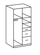 Kleiderschrank >Click< (B/H/T: 90x198x58 cm) in Eiche-Sägerau-Nachbildung
