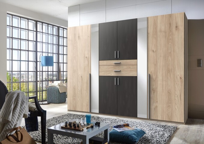 Kleiderschrank >Odessa< (B/H/T: 270x208x58 cm) in Hickory-Oak-Nachbil,  559,95 € | Drehtürenschränke