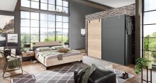 Komplettschlafzimmer >Malmö< (B/H/T: 517x210x210 cm) in Graphit