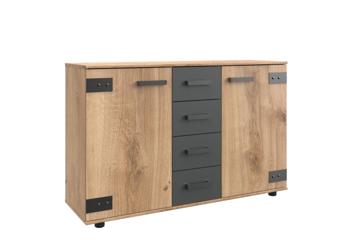 Kommode >Malmö< (B/H/T: 130x83x41 cm) in Plankeneiche-Nachbildung