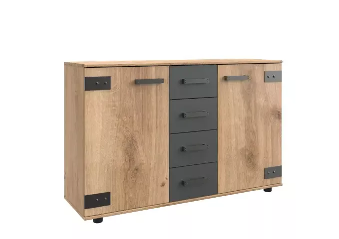 Kommode >Malmö< (B/H/T: 130x83x41 cm) in Plankeneiche-Nachbildung
