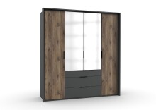 Kleiderschrank >Winnipeg< (B/H/T: 200x216x58 cm) in Graphit - 200x216x58 (BxHxT)
