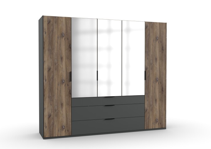 Kleiderschrank >Winnipeg< (B/H/T: 250x216x58 cm) in Graphit - 250x216x58 (BxHxT)