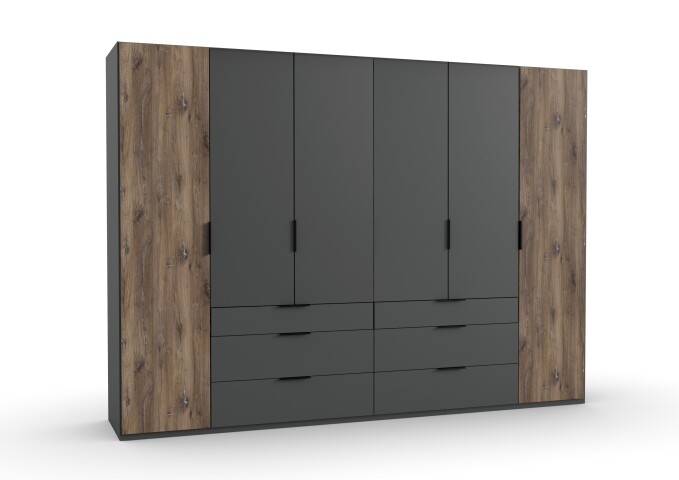 Kleiderschrank >Winnipeg< (B/H/T: 300x216x58 cm) in Graphit - 300x216x58 (BxHxT)