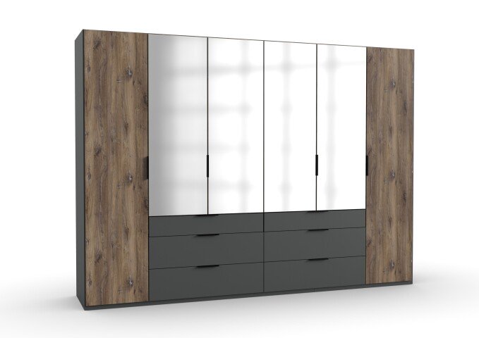 Kleiderschrank >Winnipeg< (B/H/T: 300x216x58 cm) in Graphit - 300x216x58 (BxHxT)