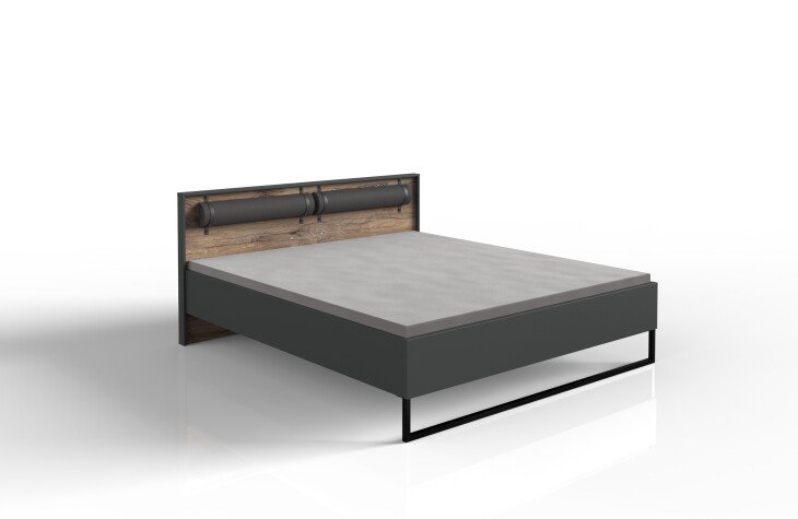 Bett >Winnipeg< (B/H/T: 189x92x210 cm) in Graphit - 189x92x210cm (BxHxT)