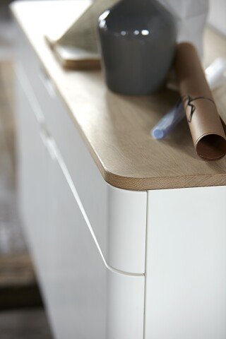 Sideboard >AMALFI< (B/H/T: 140x76x44 cm) Eiche teilmassiv gerundet