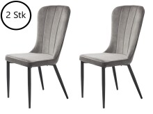 Stuhl >HUDSON< (2er Set) (B/H/T: 57x93x61 cm) in Grau aus Metall,Stoff - 57x93x61 (BxHxT)