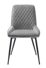 Stuhl >MILTON< (2er Set) (B/H/T: 50x85x58 cm) in Grau aus Grau Samt - 50x85x58cm (BxHxT)