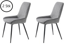 Stuhl >MILTON< (2er Set) (B/H/T: 50x85x58 cm) in Grau aus Grau Samt - 50x85x58cm (BxHxT)