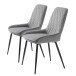 Stuhl >MILTON< (2er Set) (B/H/T: 50x85x58 cm) in Grau aus Grau Samt - 50x85x58cm (BxHxT)