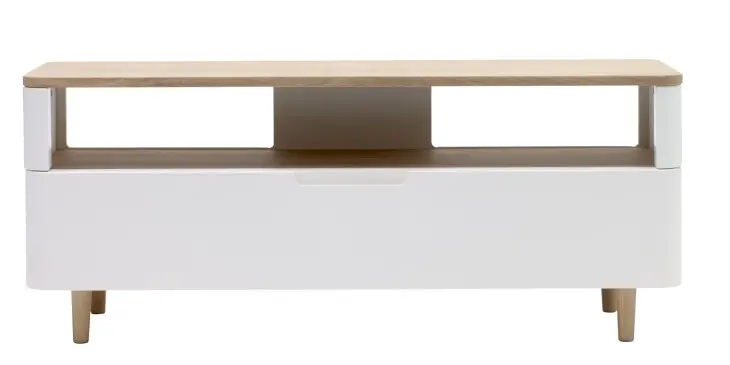 TV-Board >AMALFI< (B/H/T: 120x49x40 cm) Eiche teilmassiv gerundet