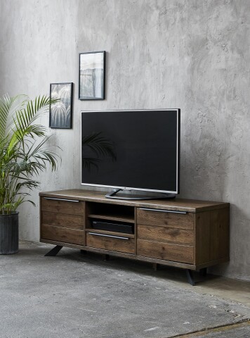 TV-Board >ARNO< (B/H/T: 170x55x42 cm) Wildeiche Furniert SMOKED