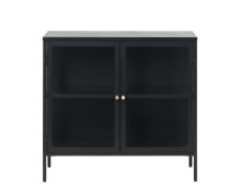 Vitrine >CARMEL< (B/H/T: 90x85x40 cm) in Metall Schwarz Lackiert