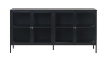 Vitrine >CARMEL< (B/H/T: 170x85x40 cm) in Metall Schwarz Lackiert