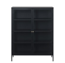 Vitrine >CARMEL< (B/H/T: 110x140x40 cm) in Metall Schwarz Lackiert
