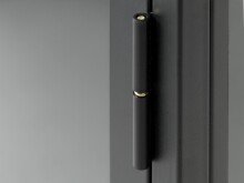 Vitrine >CARMEL< (B/H/T: 110x140x40 cm) in Metall Schwarz Lackiert