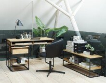 Vitrine >CARMEL< (B/H/T: 110x140x40 cm) in Metall Schwarz Lackiert